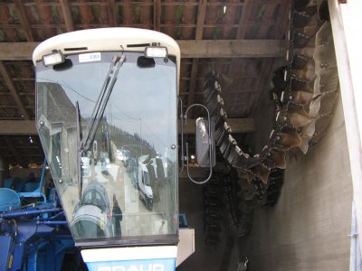 Bucket hoists removed from the grape-harvesting machine