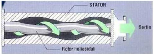 Schéma de fonctionnement d'une pompe à rotor helicoidal